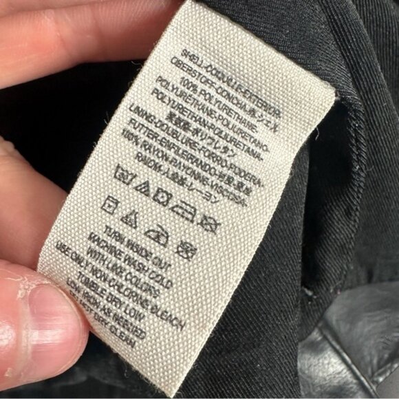 Free People Quilted Vegan Collarless Leather Jacket Black Size 4 Moto Biker Coat - Picture 9 of 15